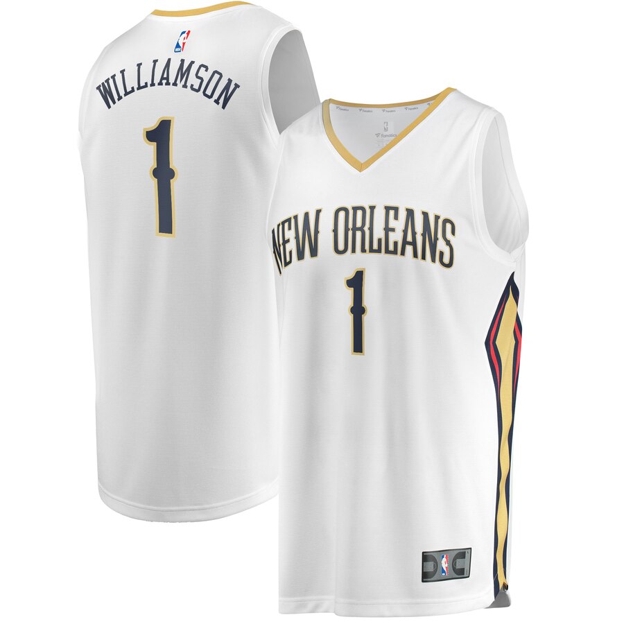 Men's New Orleans Pelicans #1 Zion Williamson White NBA Stitched Jersey